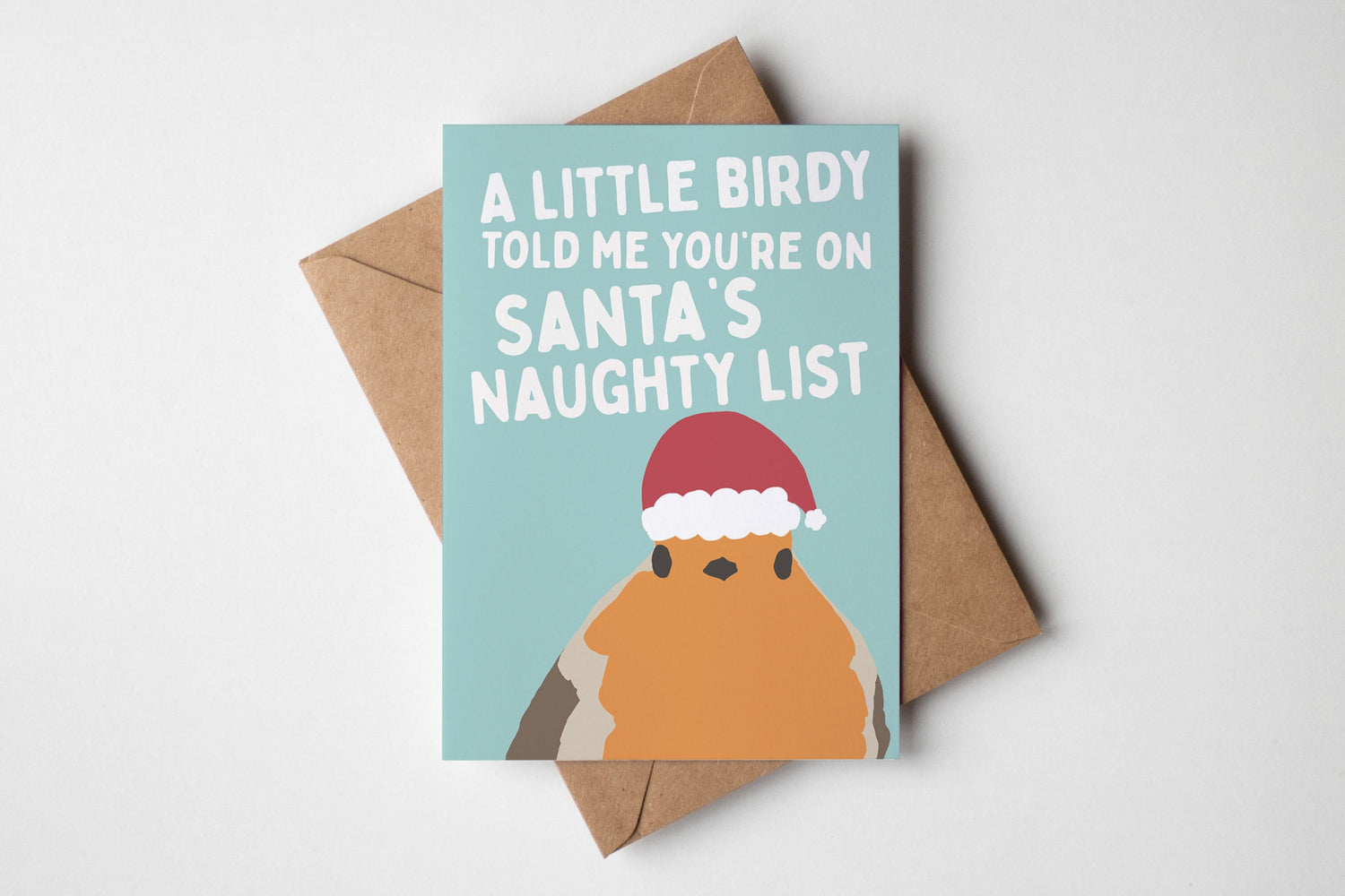 Funny Naughty List Robin Christmas Card