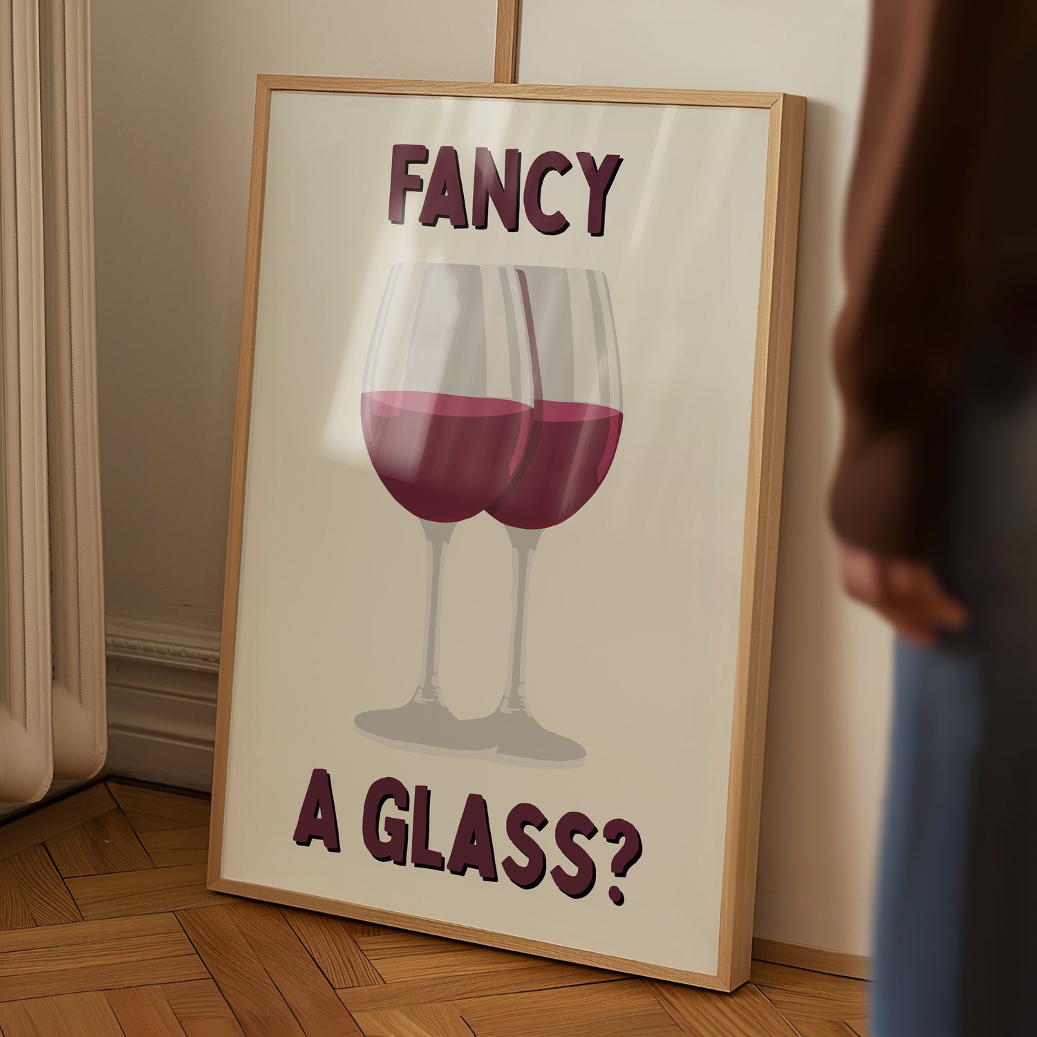 Fancy A Glass Print