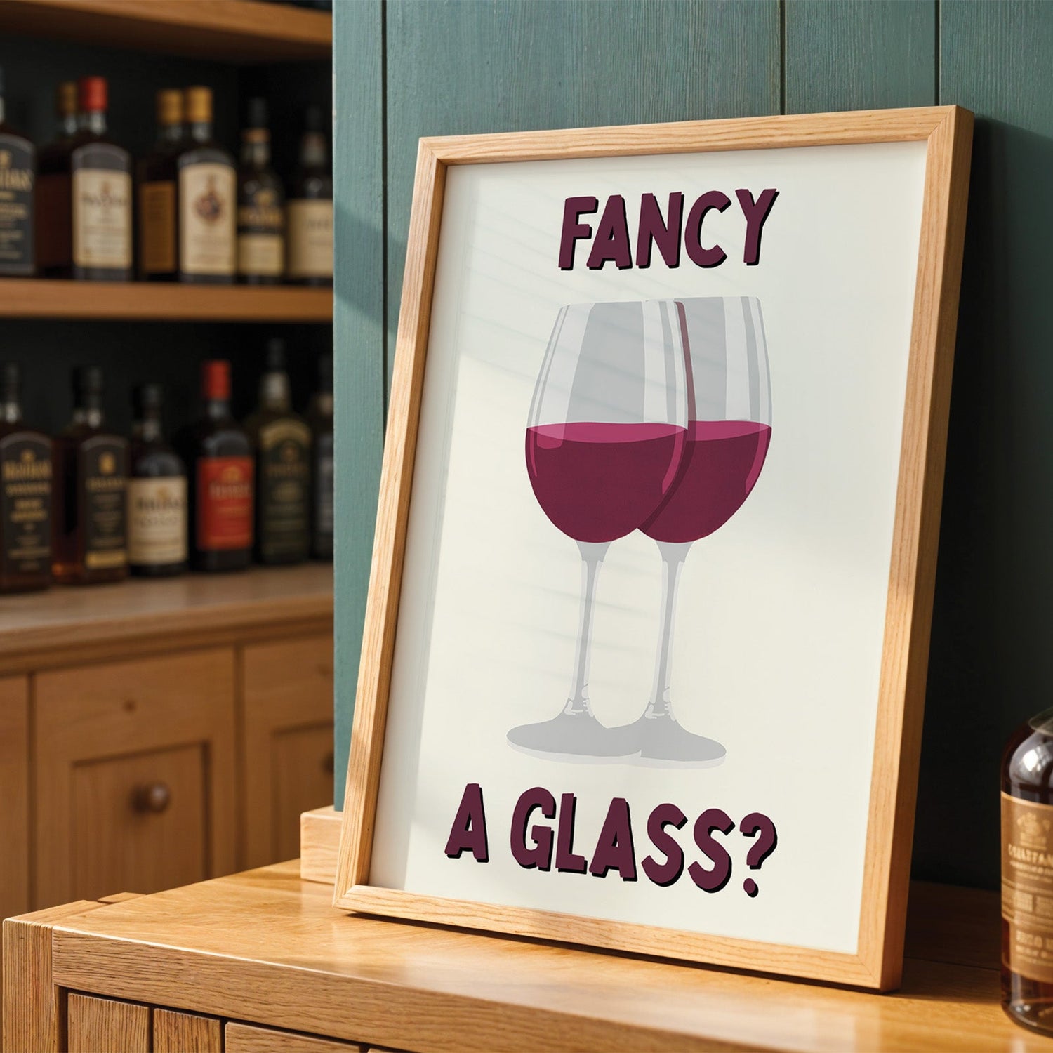 Fancy A Glass Print