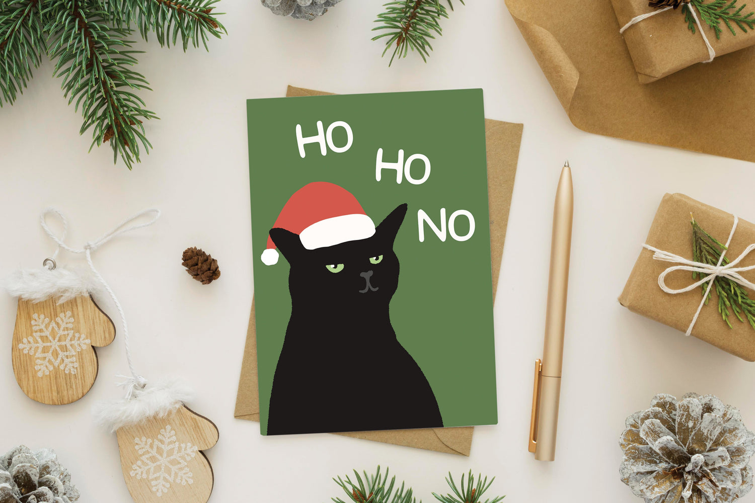 Ho Ho No Funny Cat Christmas Card