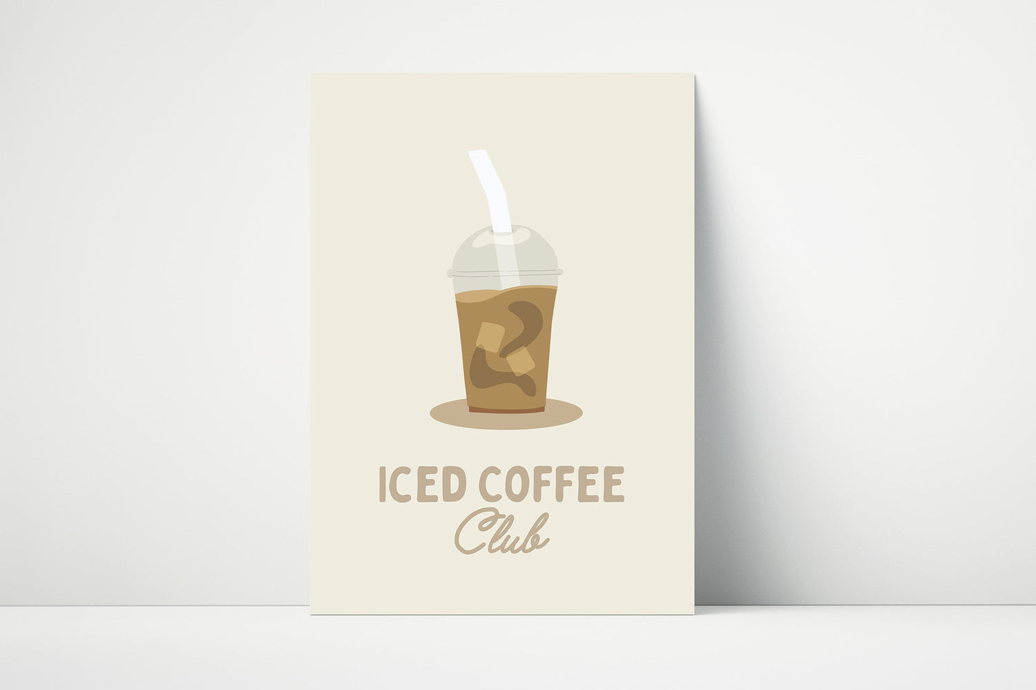 “Iced Coffee Club” wall art print – bold, minimal design for coffee lovers.