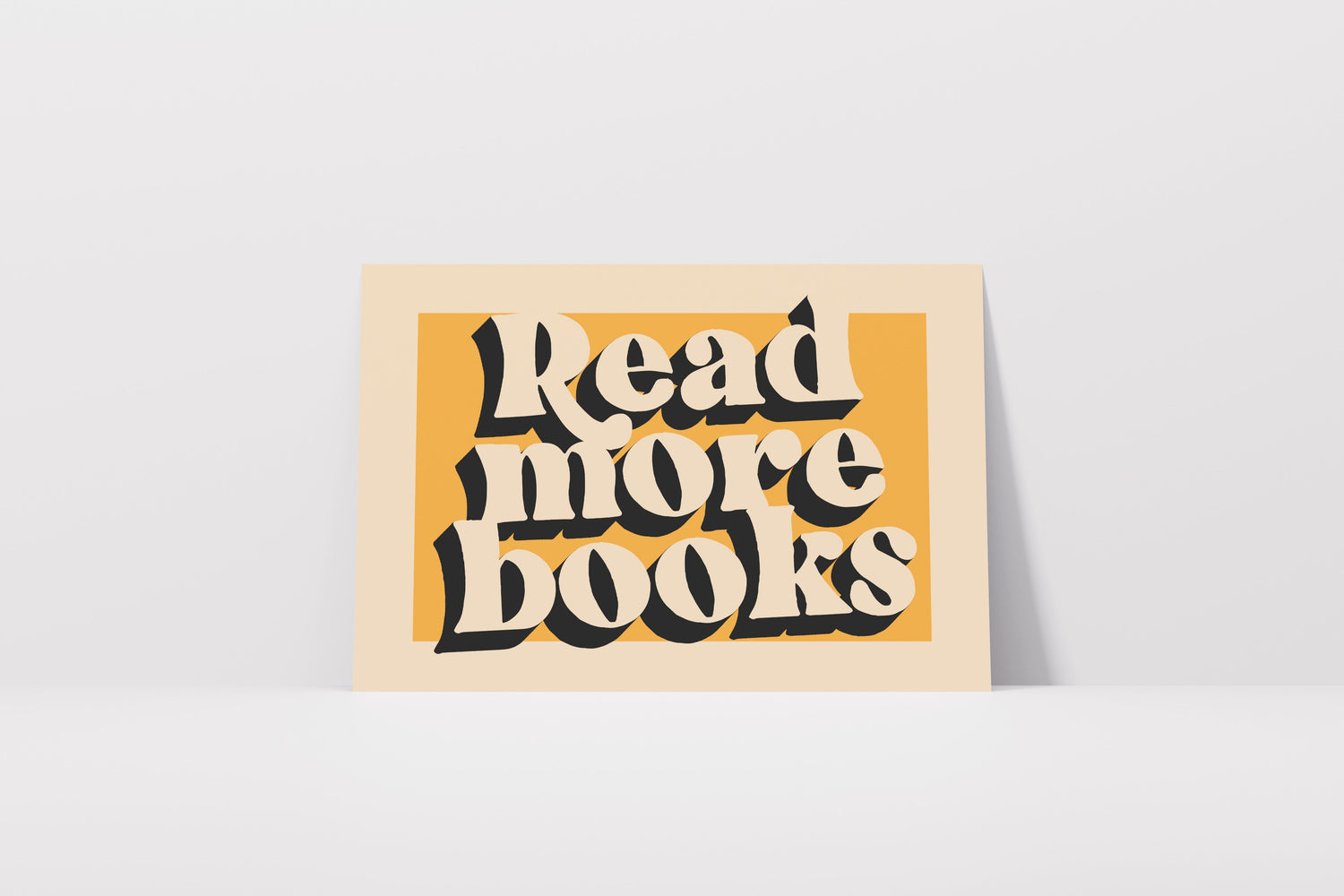 Inspirational wall art print with the phrase “Read More Books”, ideal for book lovers and reading areas.