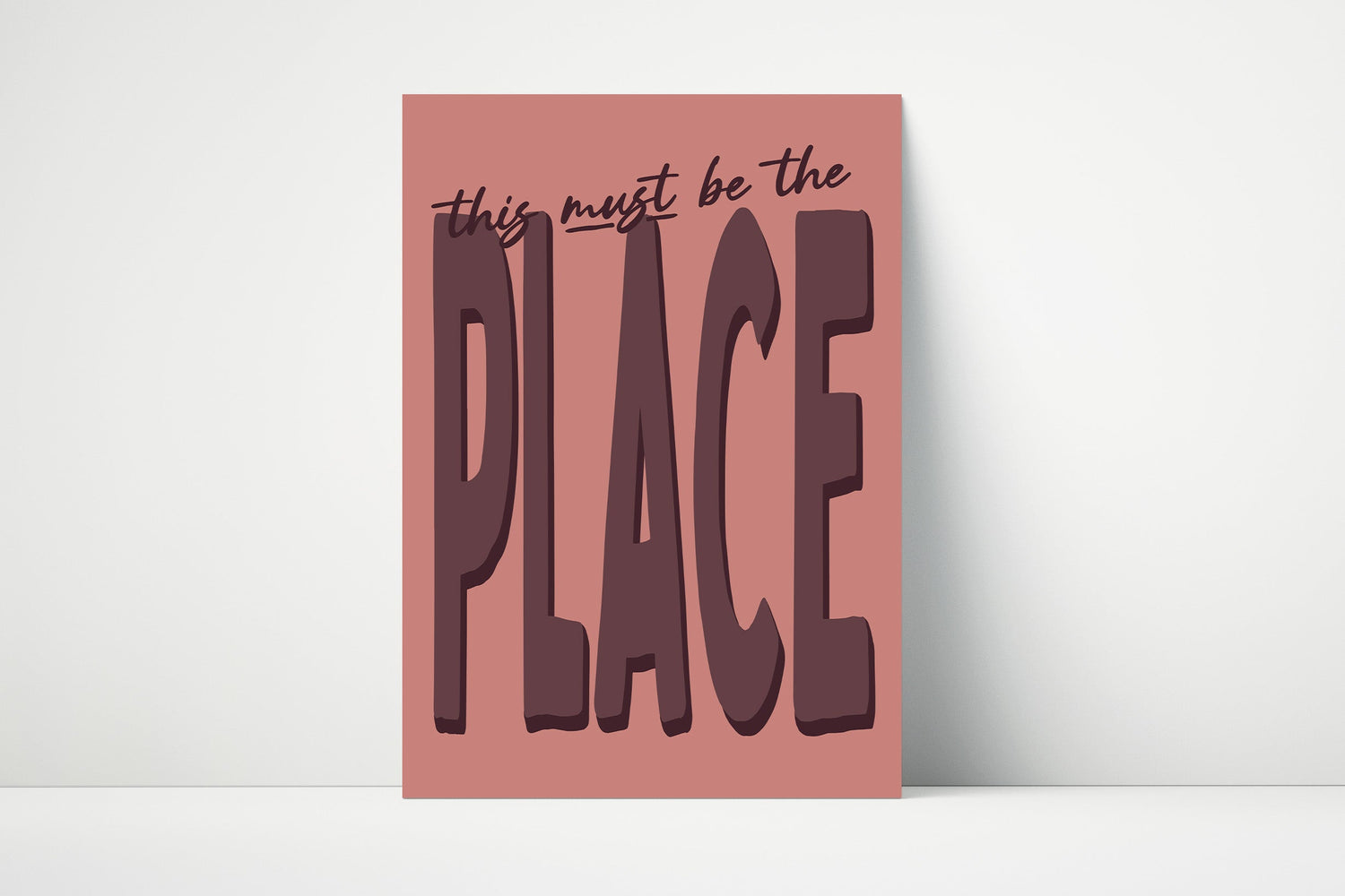 This must be the PLACE' text on a red brown background on matte papet.